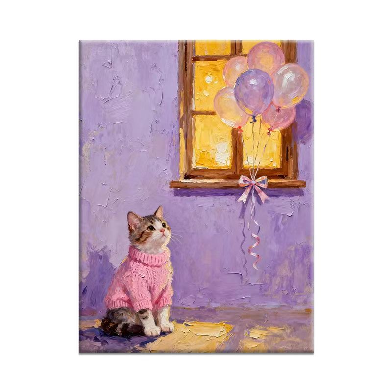 Playful Cat Illustration Canvas Art Stornfield