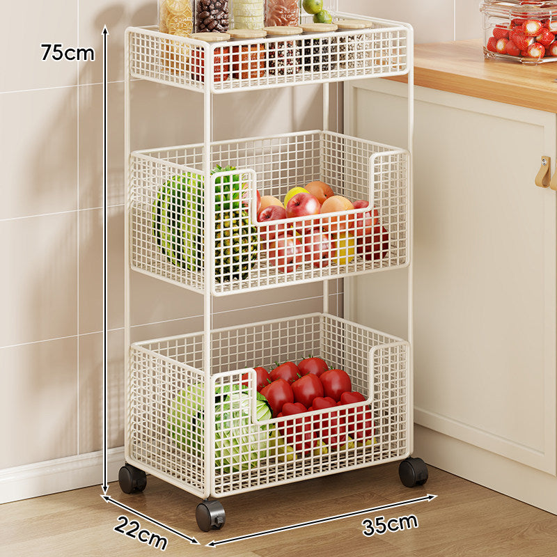 Three-Tier Slim Rolling Mesh Storage Cart