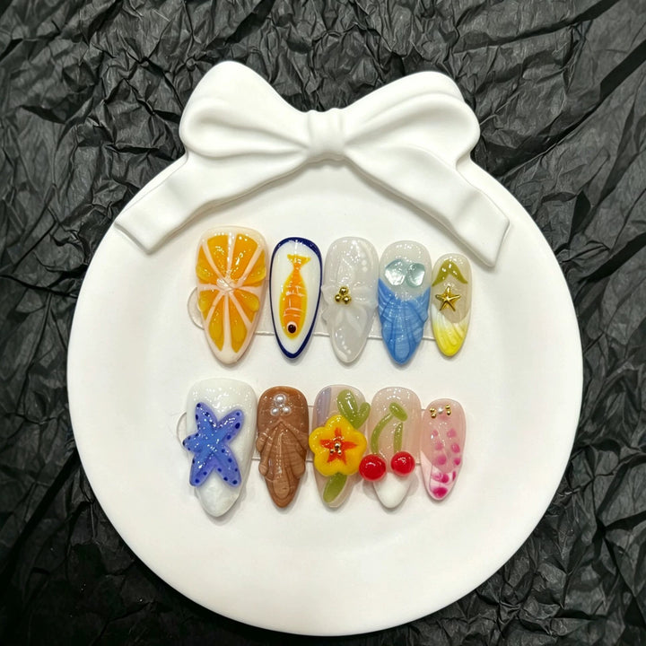 Whimsical Artistic Press-On Nail Set