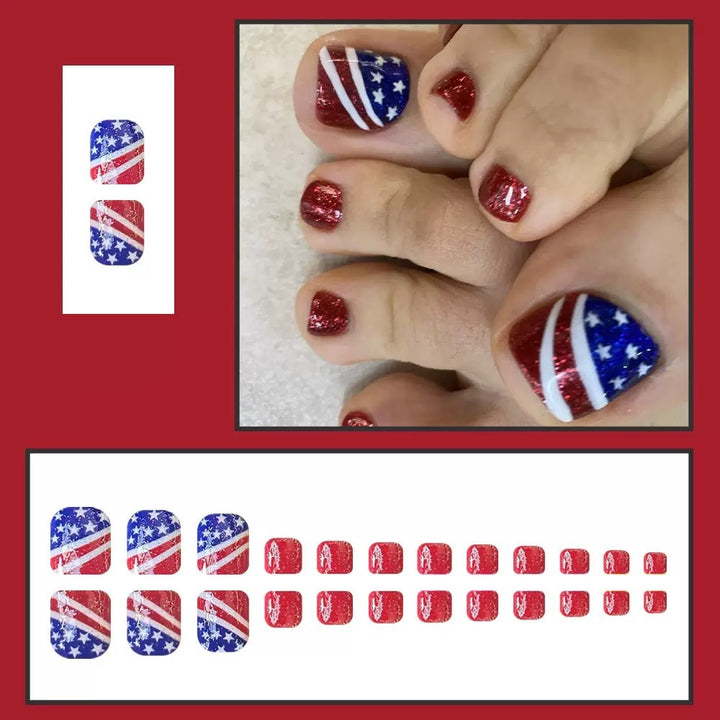 Nail art set with creative glitter design and American motif Stornfield