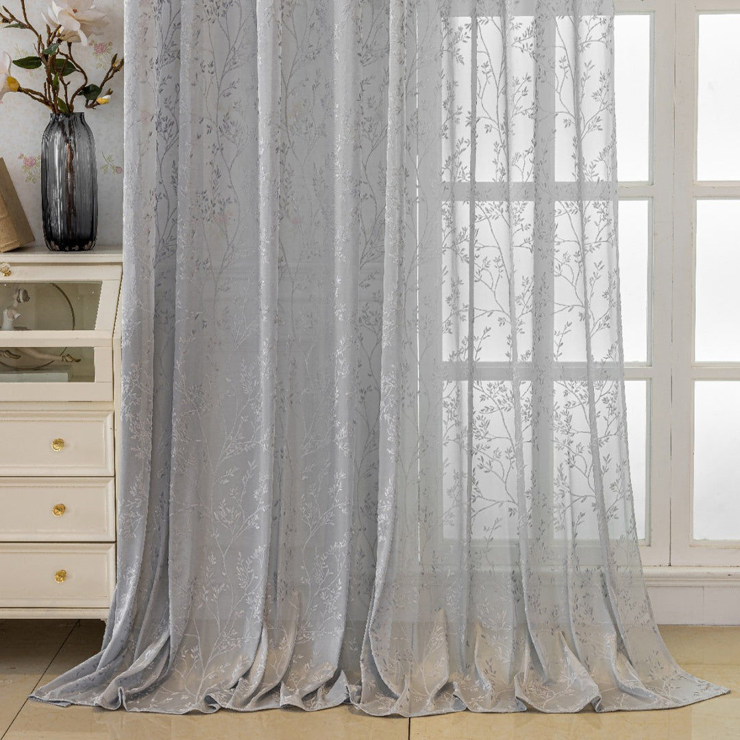 WoFloral Embroidered Sheer Curtain Stornfield