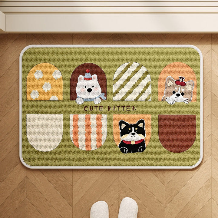 Patchwork Cat-Themed Area Mat