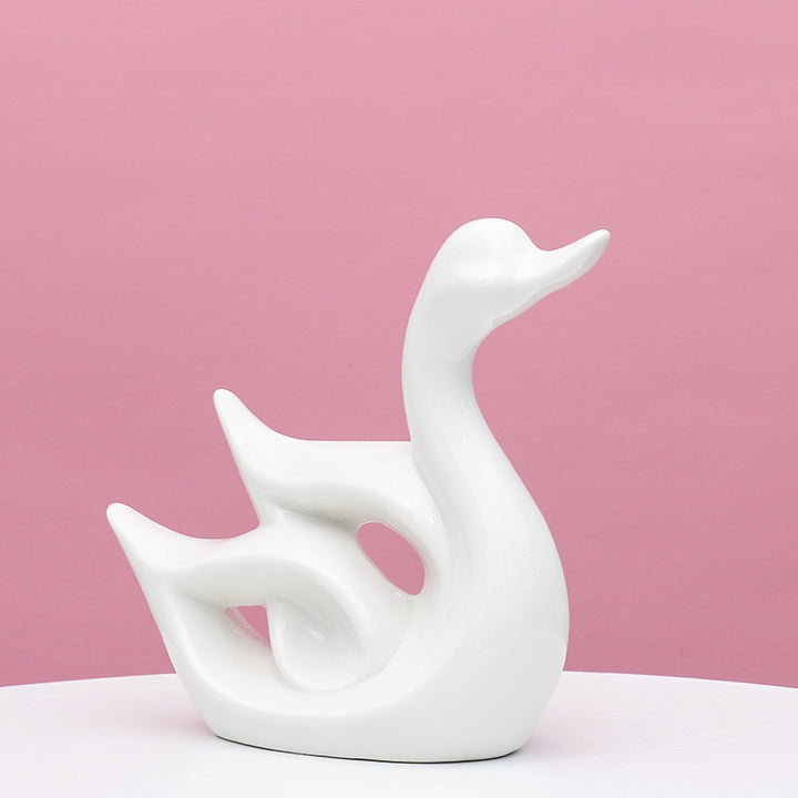 Artistic Swan-Shaped Ceramic Decor Stornfeild