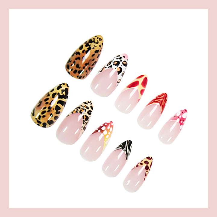 Acrylic nail set with elegant animal and geometric designs Stornfield