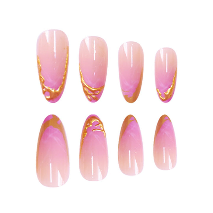 Elegant Stiletto Press-On Nail Extensions with Gold Tip Accents Stornfield
