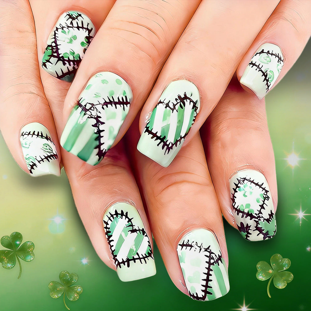 Artistic Patchwork Press-On Nail Design Stornfield