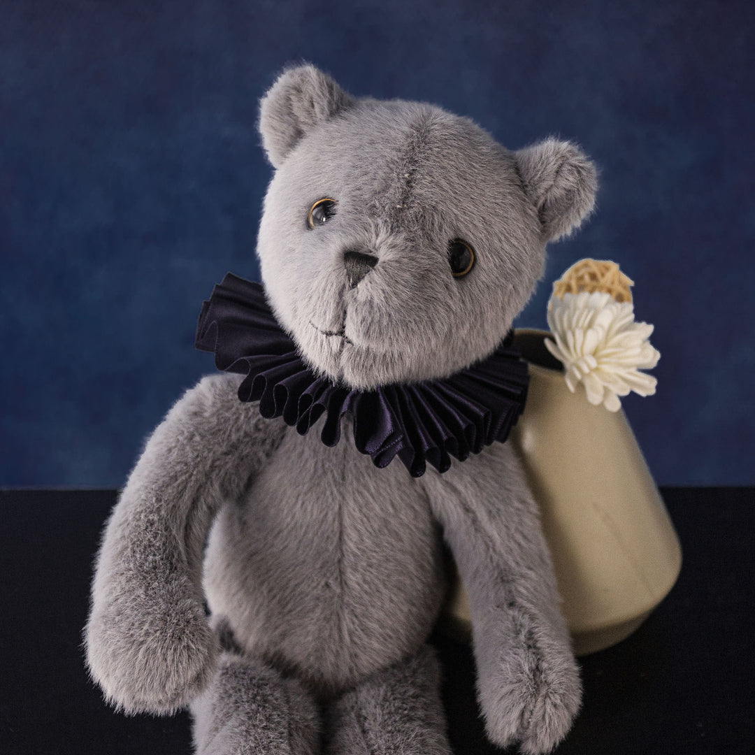 Deluxe Plush Collectible Bear with Velvet Ruffle Collar