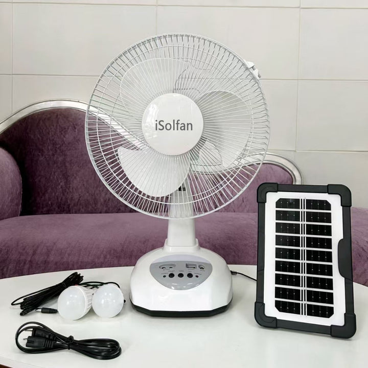 Women's portable solar fan with LED light and USB connection Stornfield