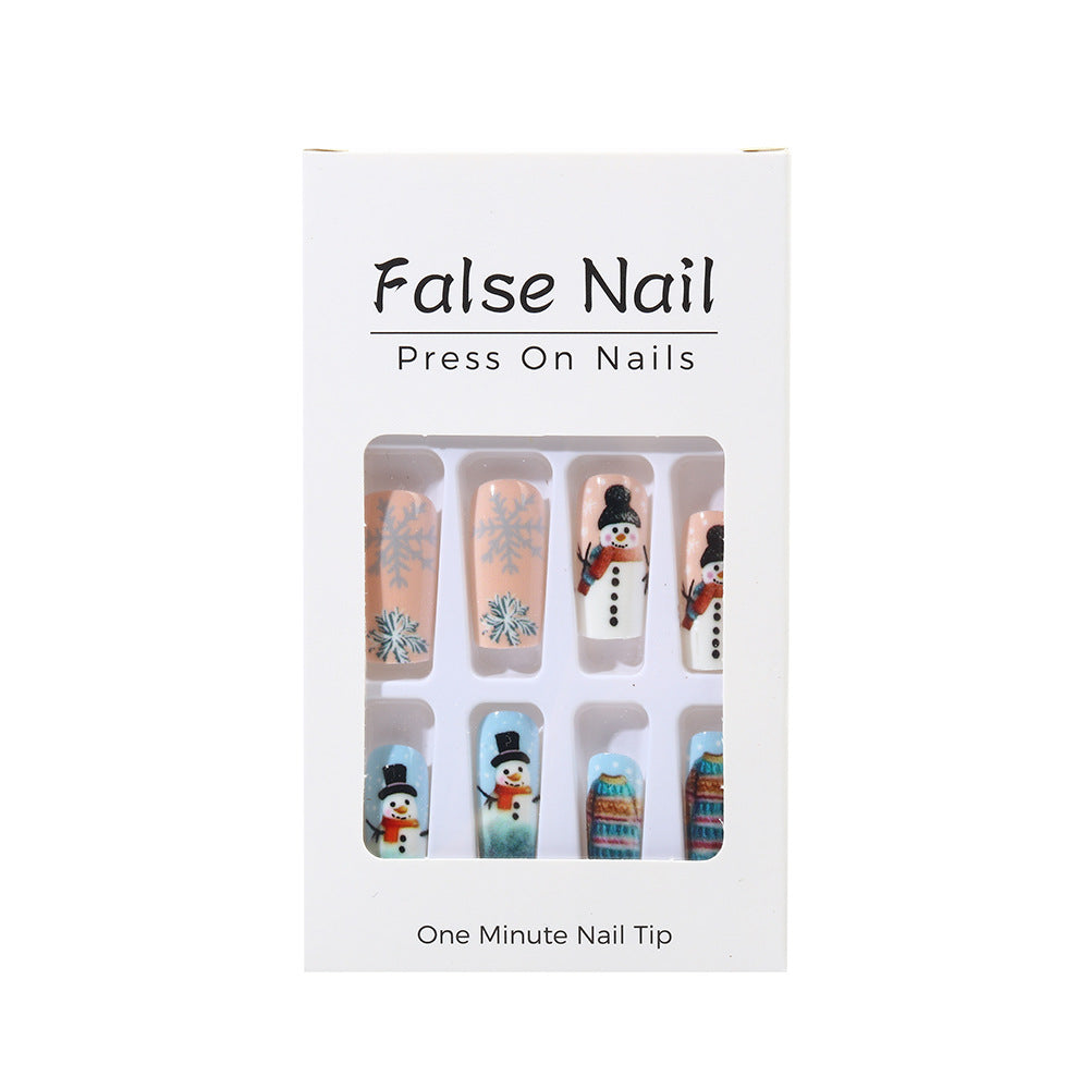 Festive artificial nails with snowman motif Stornfield