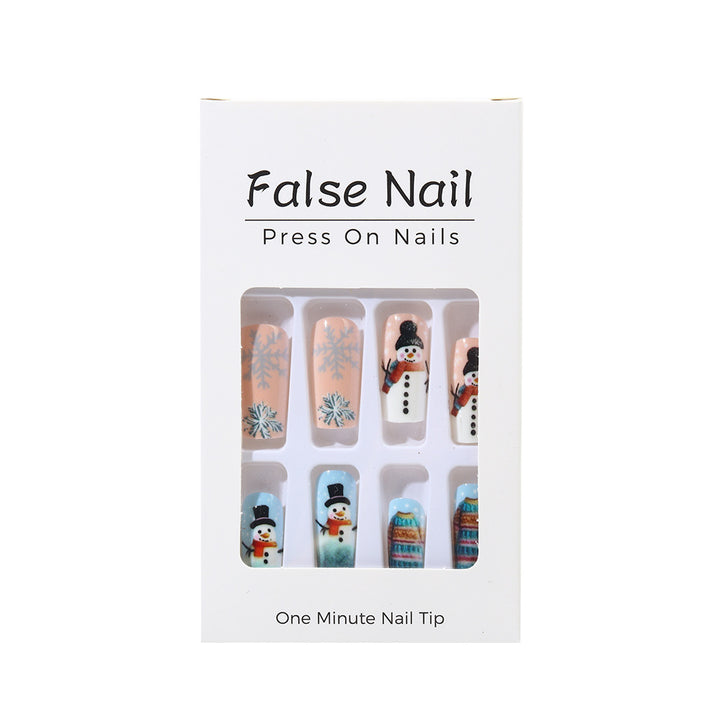 Festive artificial nails with snowman motif Stornfield