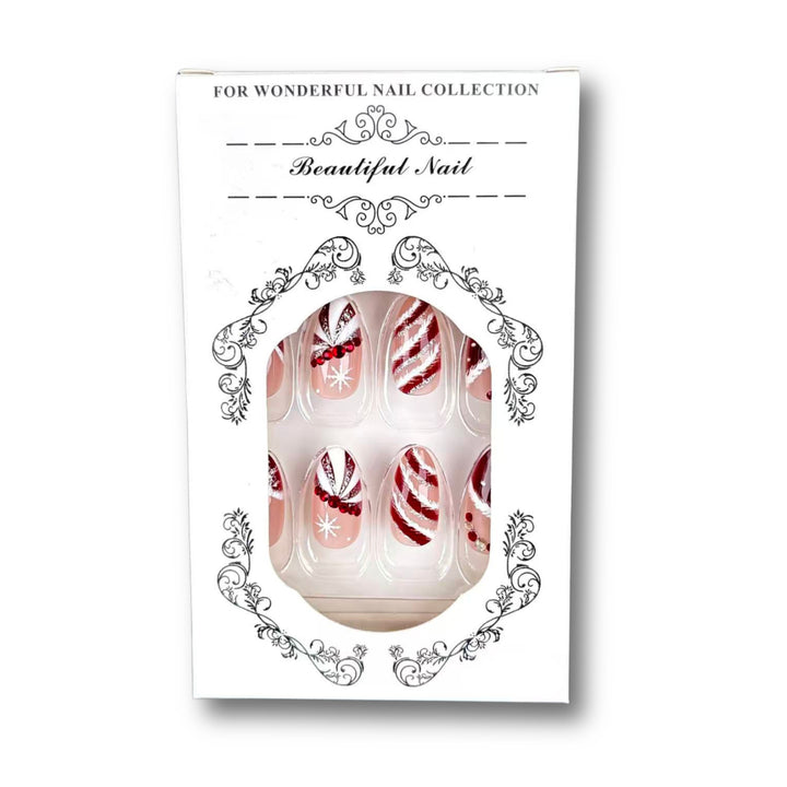 Festive Candy Cane Press-On Nail Set