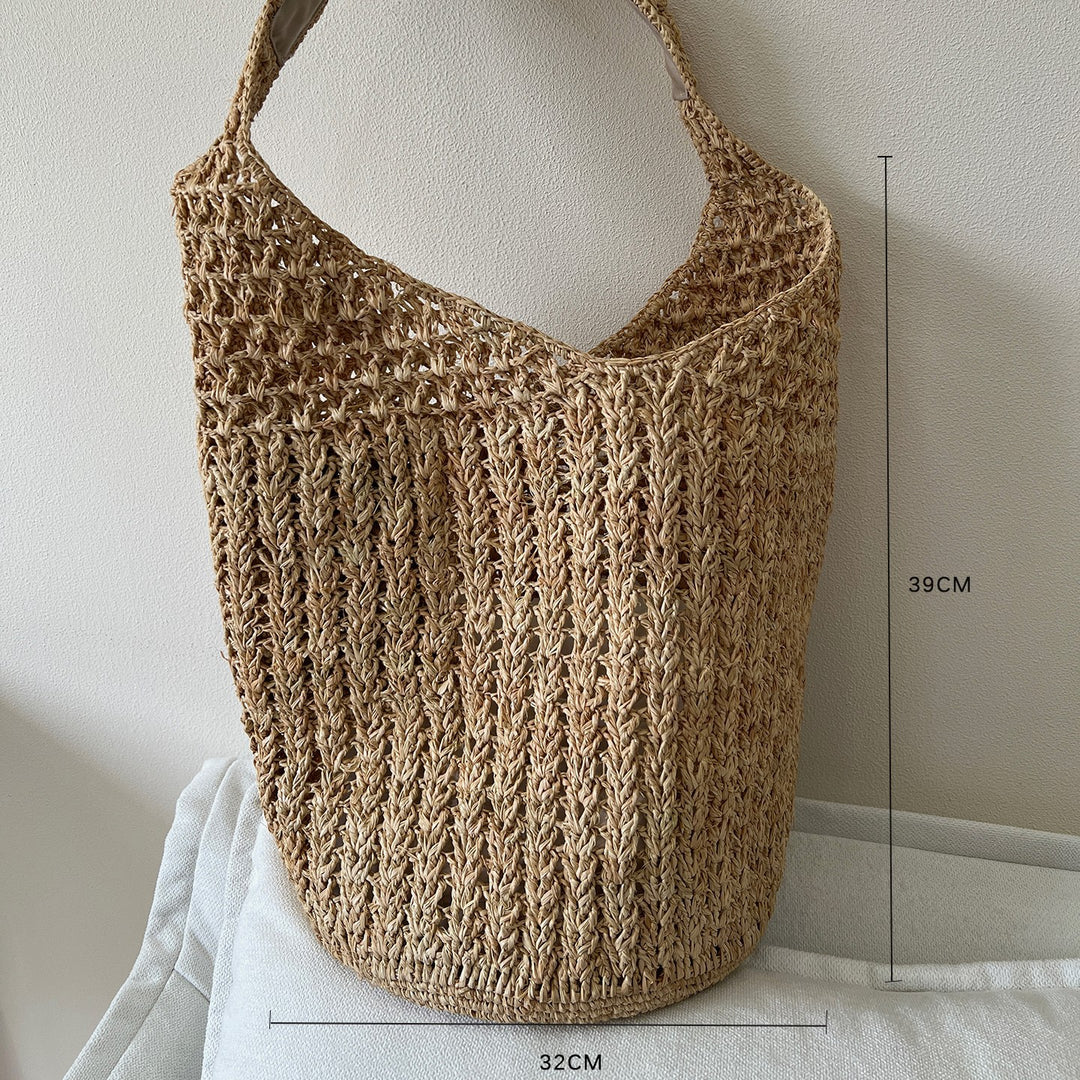 Handmade straw bag with fashionable striped pattern Stornfield