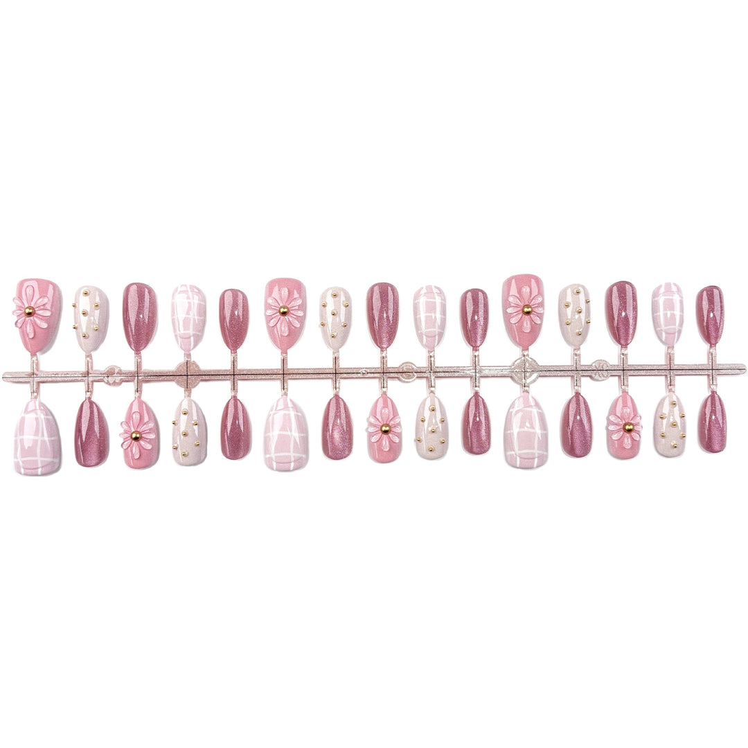 Decorative Press-On Nail Set with Unique Artistic Designs