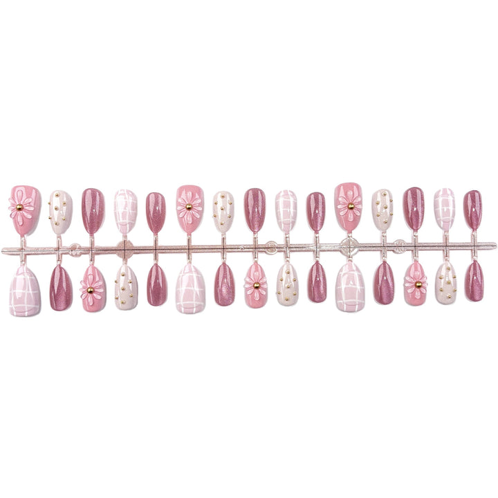 Decorative Press-On Nail Set with Unique Artistic Designs