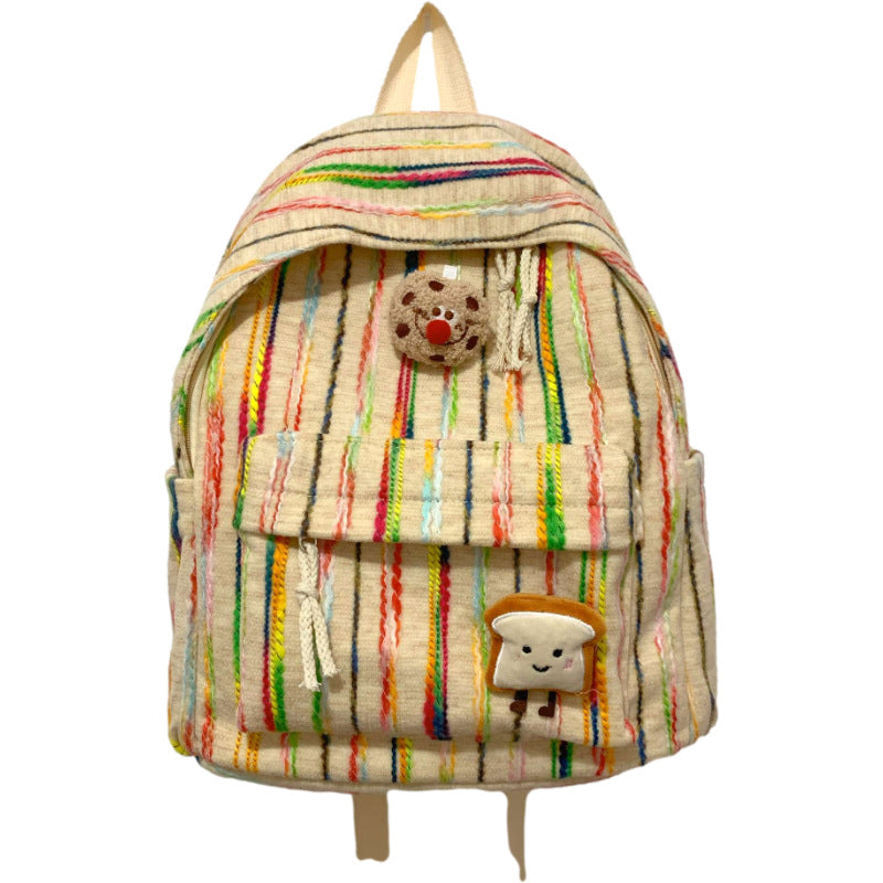 Colorful Striped Fabric School Backpack Stornfield
