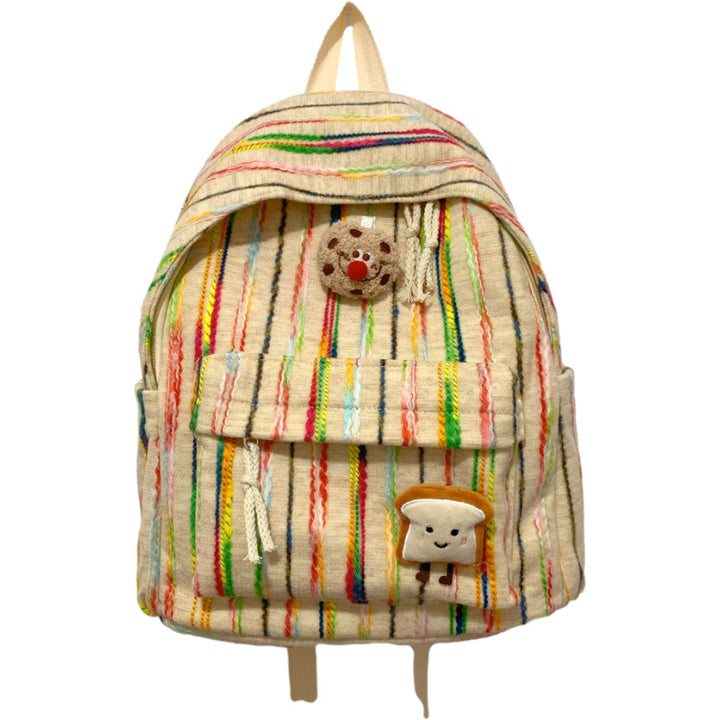 Colorful Striped Fabric School Backpack Stornfield