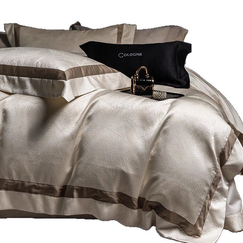 Luxury Jacquard Duvet Cover Set with Satin Border