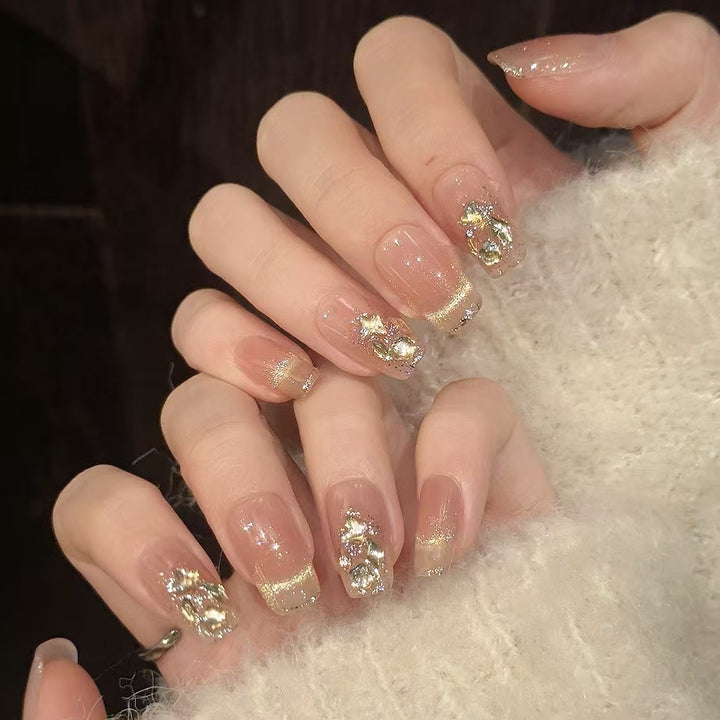 Elegant Crystal-Embellished Nail Art Extensions