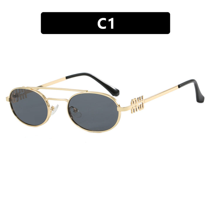 Women's elegant oval sunglasses with luxurious metal frame Stornfield