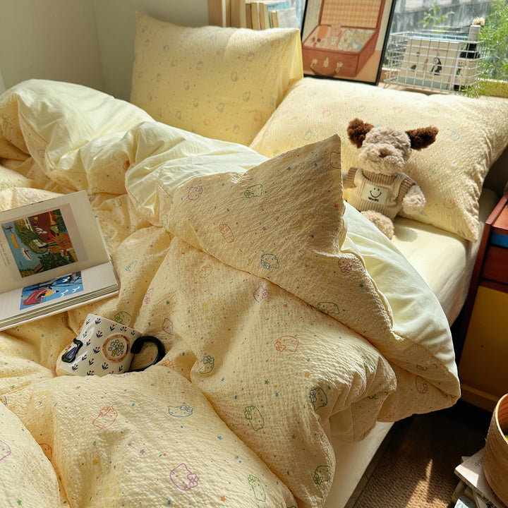Playful Cartoon Dog Themed Bedding Set