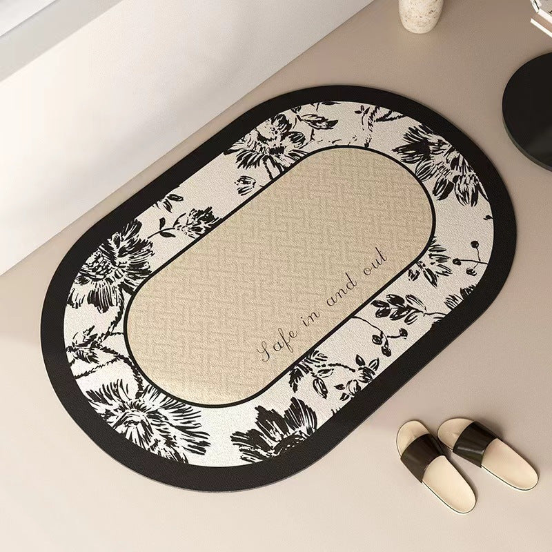 Floral Print Memory Foam Bath Mat