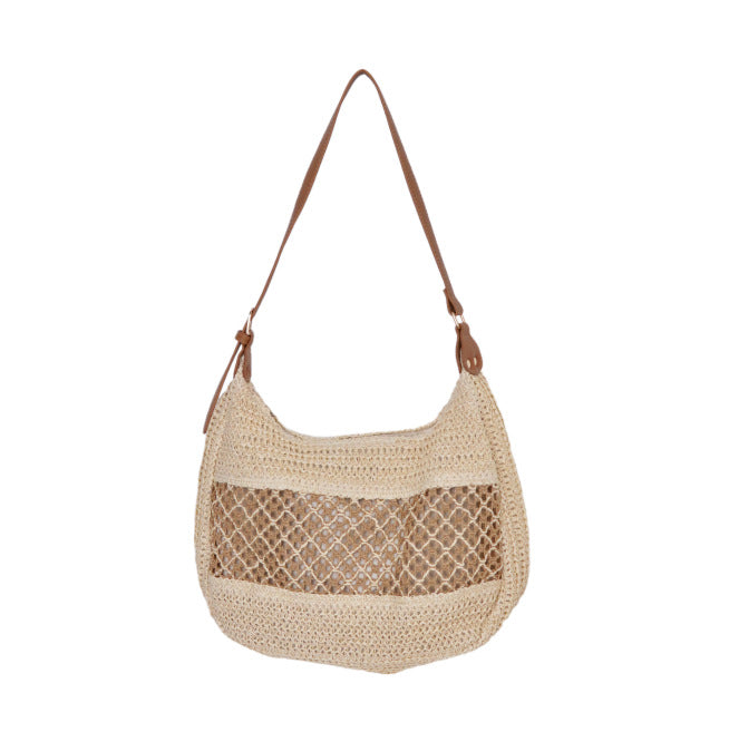 Elegant mesh shoulder bag with leather accents Stornfield
