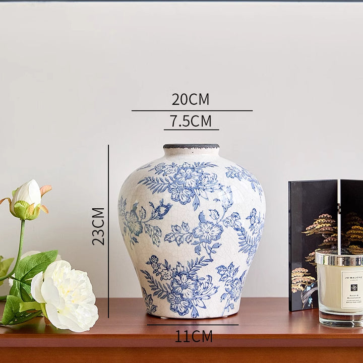 Floral Patterned Ceramic Home Decor Vase