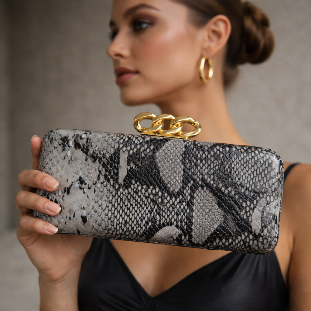 Textured Snakeskin Clutch