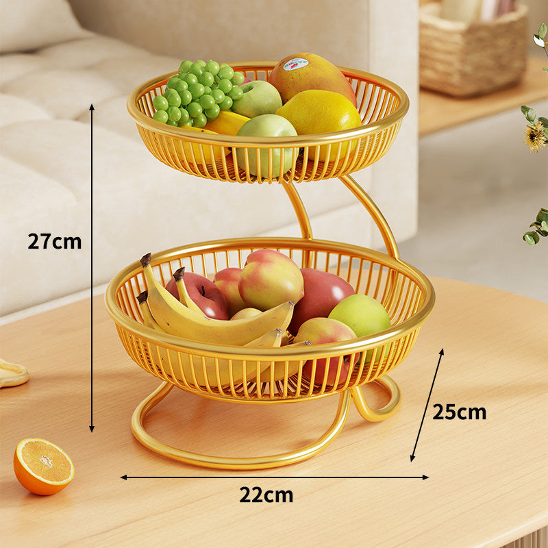 Tiered Metal Wire Fruit Bowl Stand Tabletop Organizer