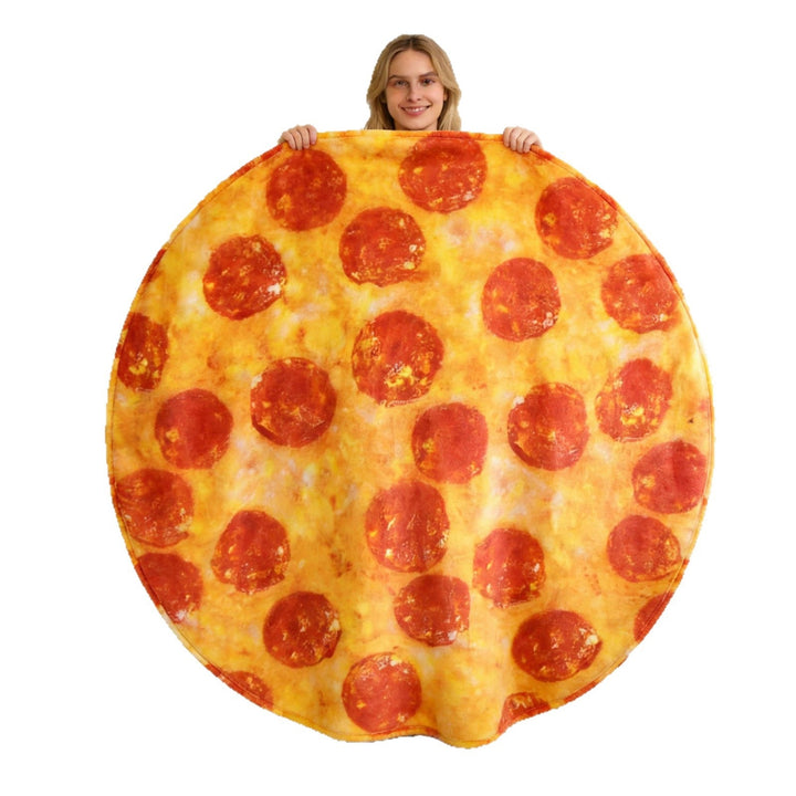 Pizza-Themed Round Fleece Blanket