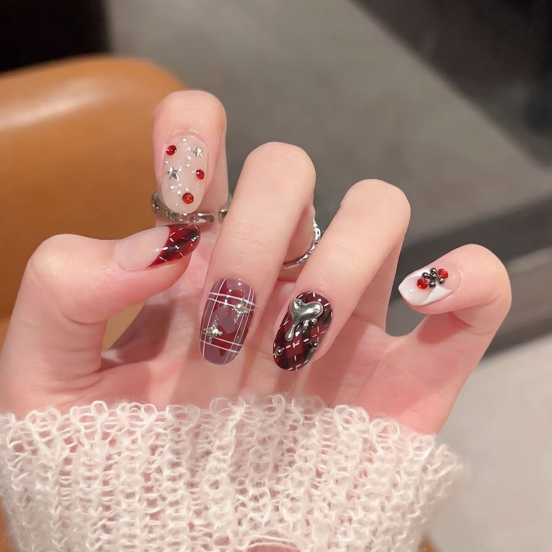 Artistic Press-On Nail Set with Charming Designs Stornfield