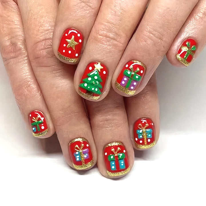 Festive Christmas Themed Press-On Nail Art Stornfield
