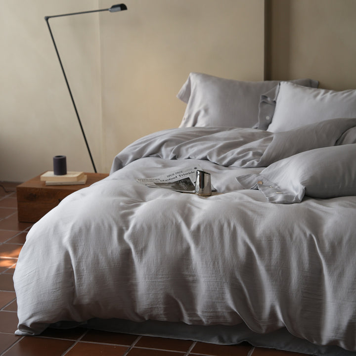 Luxury Organic Cotton Sateen Duvet Cover Set with Button Closure