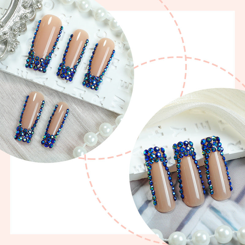 Designer Press-On Nail Set with Rhinestone Accents Stornfield