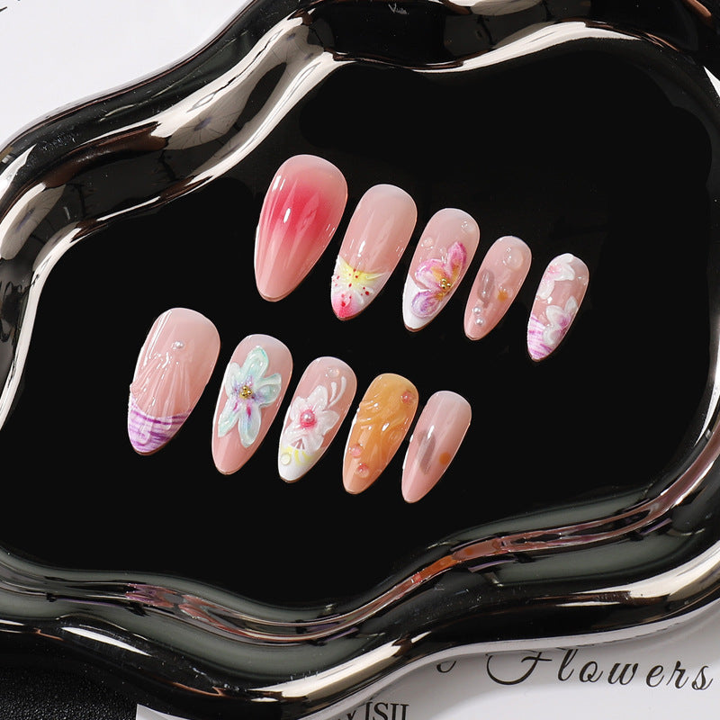 Artistic Floral Press-On Nail Set Stornfield