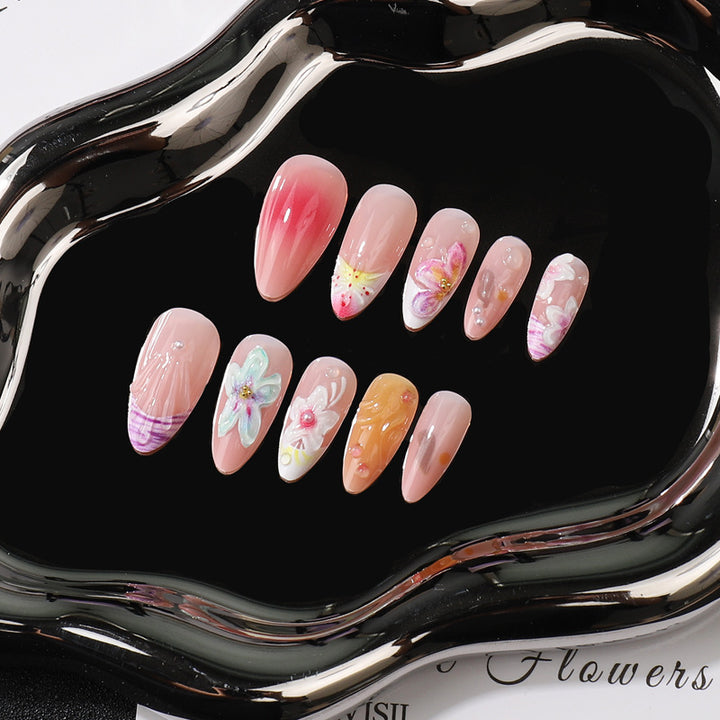 Artistic Floral Press-On Nail Set Stornfield