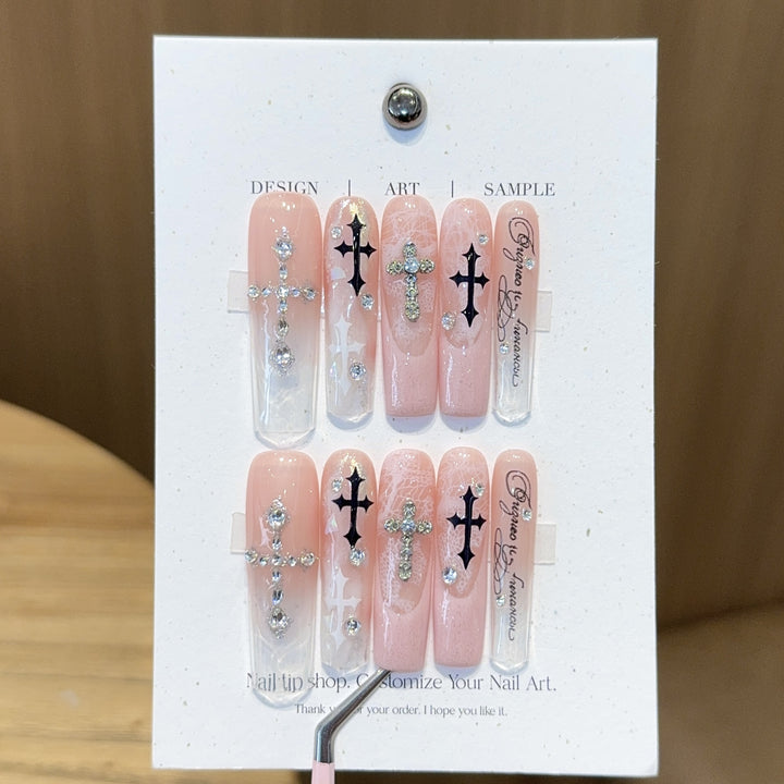 Fashionable Cross Design Artificial Nails Stornfield