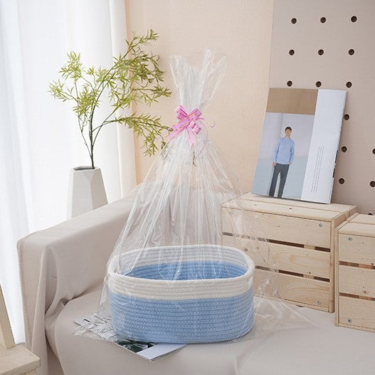Natural storage basket with ribbons Stornfield