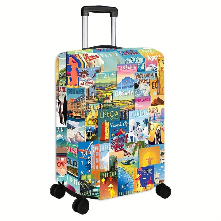 Women's Hard Shell Suitcase with Creative Travel Motif Stornfield
