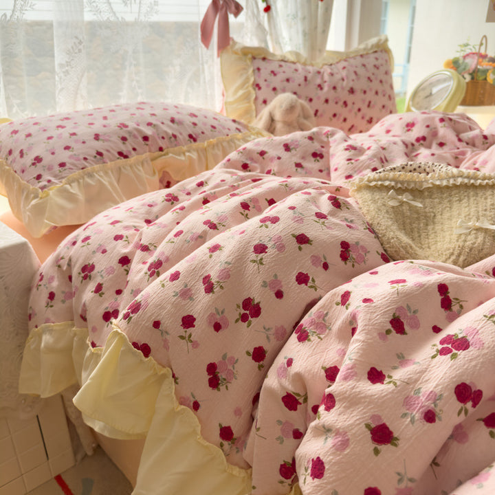 Floral Ruffled Bedding Comforter Set