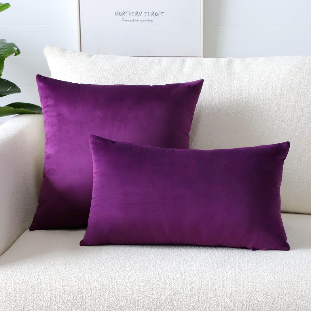 Plush Velvet Lumbar and Square Throw Pillow Covers
