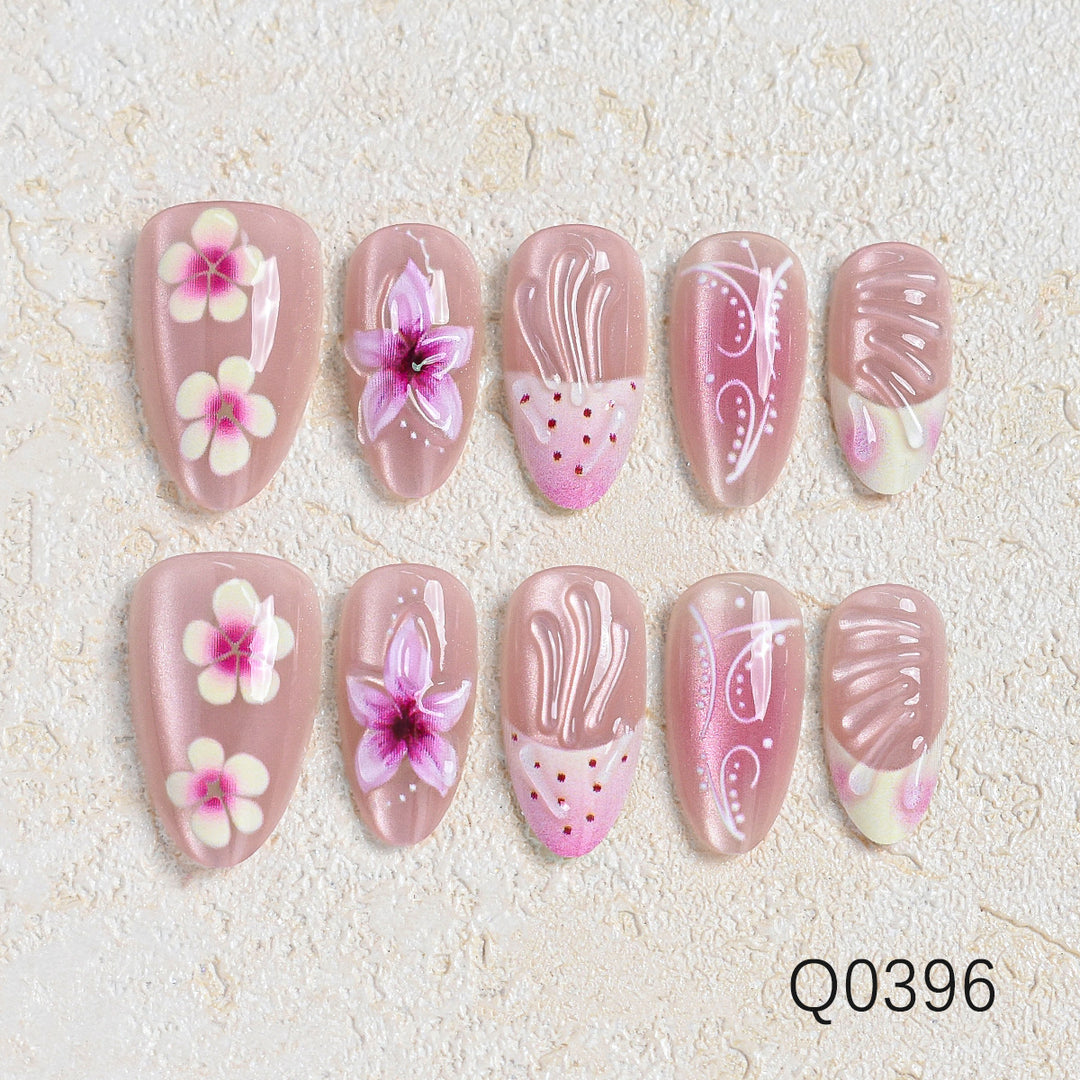 Artistic Floral Design Press-On Nail Set Stornfield