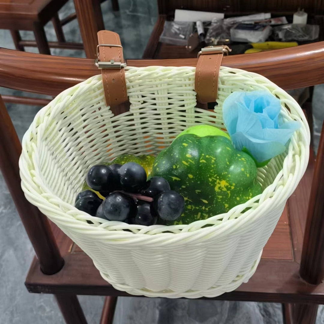 Stylish Woven Storage Basket with Leather Straps Stornfield