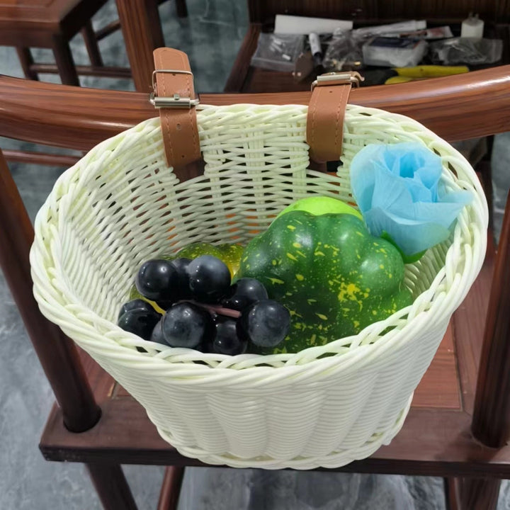 Stylish Woven Storage Basket with Leather Straps Stornfield