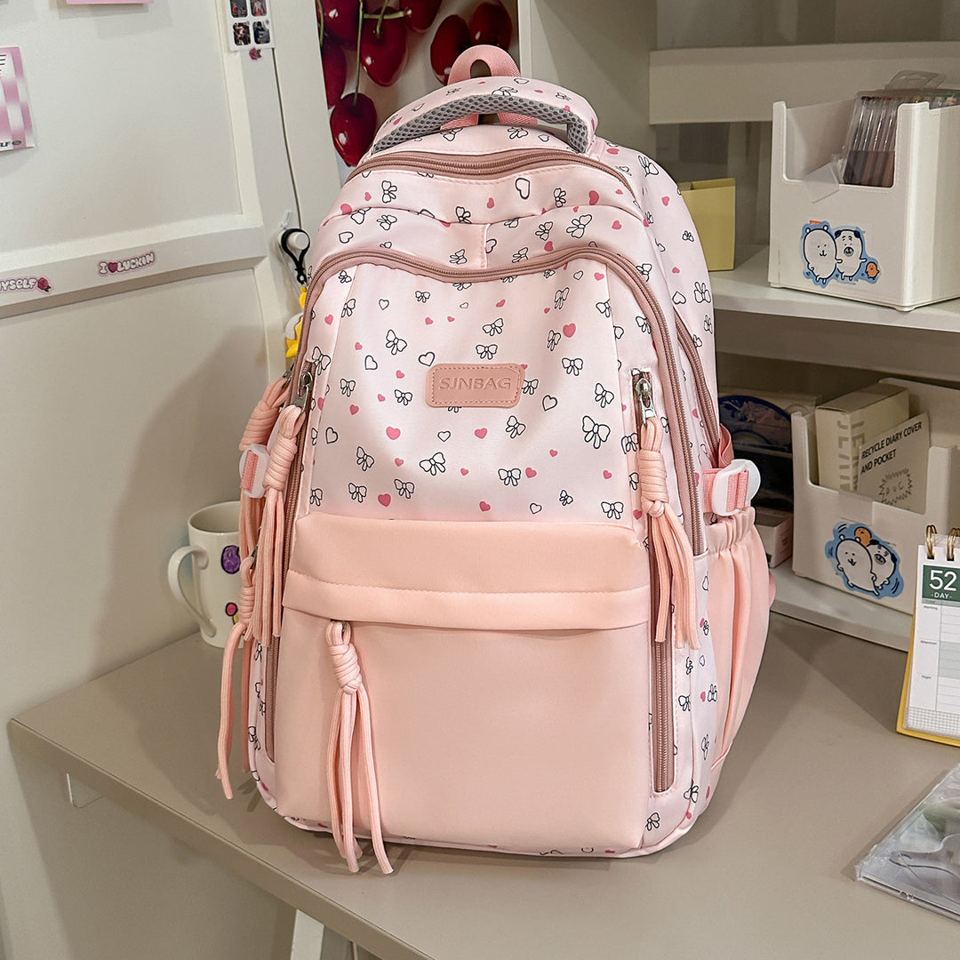 Playful Bow-Embellished Stylish Backpack Stornfield