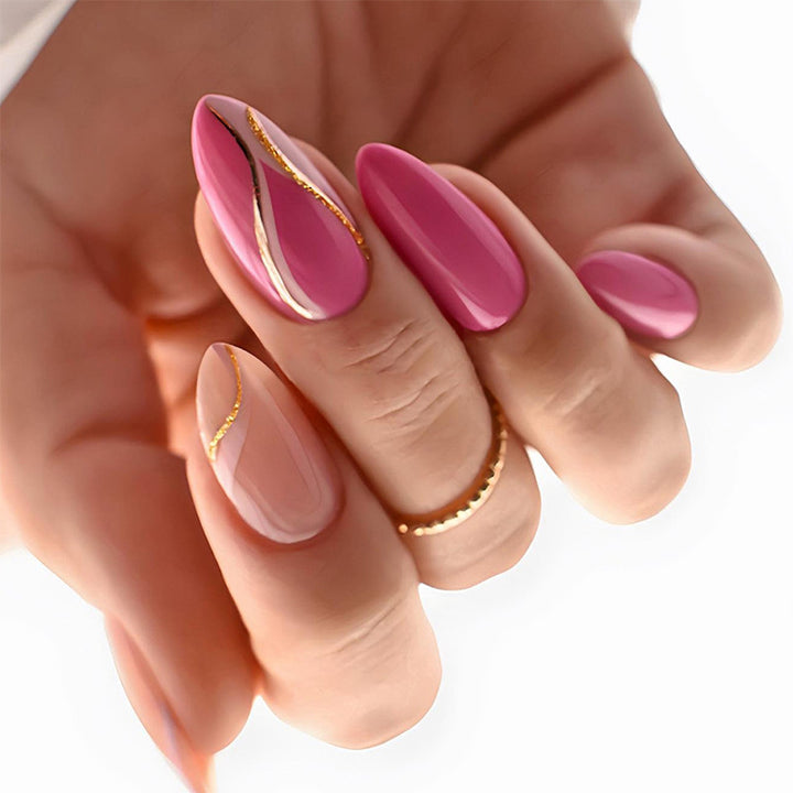 Elegant Press-On Nail Art Set with Artistic Gradient Design Stornfield