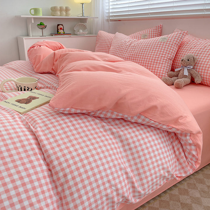 Checked Pattern Duvet Cover Set