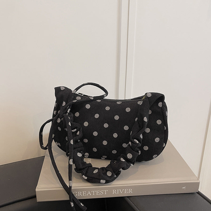 Ruffled Polka Dot Handheld Shoulder Bag