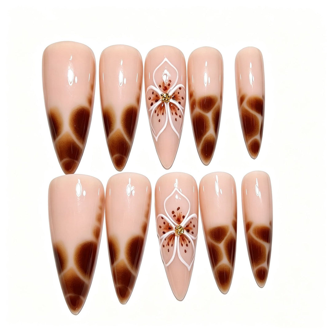 Floral-Themed Stiletto Press-On Nail Tips Stornfield