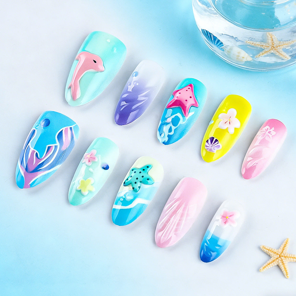 3D Seaside-Themed Press-On Nail Art Stornfield